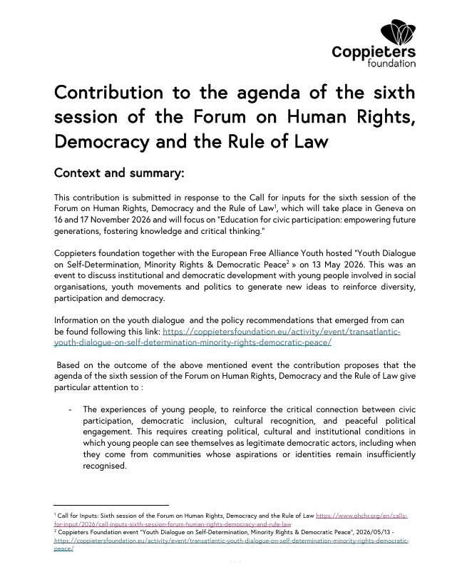Contributions to the 6th Session of the Forum on Human Rights, Democracy and the Rule of Law: Education for civic participation.